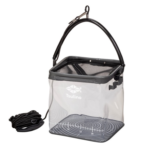 シースルーメモリーバケツ【目盛り付き/クリア素材/水汲みバケツ】(クールグレイ24cm)